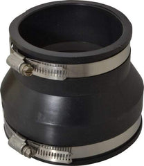 Made in USA - 4 x 3" PVC Flexible Pipe Coupling with Clamp - 4" Long, Pipe x Pipe, Stainless Steel Clamp - Americas Industrial Supply