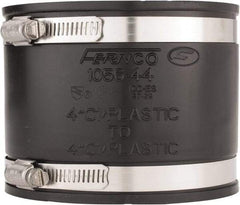 Made in USA - 4" PVC Flexible Pipe Coupling with Clamp - 4" Long, Pipe x Pipe, Stainless Steel Clamp - Americas Industrial Supply
