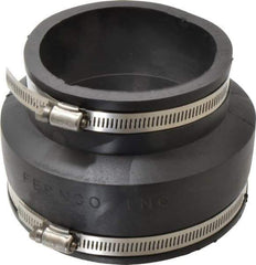 Made in USA - 5 x 4" PVC Flexible Pipe Coupling with Clamp - 4" Long, Pipe x Pipe, Stainless Steel Clamp - Americas Industrial Supply