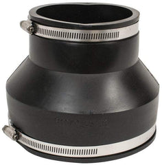 Made in USA - 6 x 4" PVC Flexible Pipe Coupling with Clamp - 6" Long, Pipe x Pipe, Stainless Steel Clamp - Americas Industrial Supply