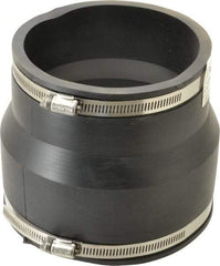 Made in USA - 6 x 5" PVC Flexible Pipe Coupling with Clamp - 6" Long, Pipe x Pipe, Stainless Steel Clamp - Americas Industrial Supply