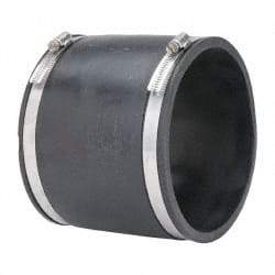Made in USA - 6" PVC Flexible Pipe Coupling with Clamp - 6" Long, Pipe x Pipe, Stainless Steel Clamp - Americas Industrial Supply