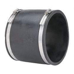 Made in USA - 6" PVC Flexible Pipe Coupling with Clamp - 6" Long, Pipe x Pipe, Stainless Steel Clamp - Americas Industrial Supply
