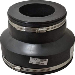 Made in USA - 8 x 4" PVC Flexible Pipe Coupling with Clamp - 6" Long, Pipe x Pipe, Stainless Steel Clamp - Americas Industrial Supply