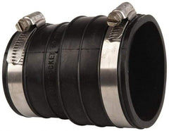 Made in USA - 2" PVC Flexible Pipe Coupling with Clamp - 4" Long, Socket x Pipe, Stainless Steel Clamp - Americas Industrial Supply