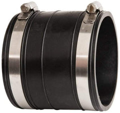 Made in USA - 3" PVC Flexible Pipe Coupling with Clamp - 4" Long, Socket x Socket, Stainless Steel Clamp - Americas Industrial Supply