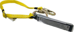 Gemtor - 6' Long, 350 Lb Capacity, 1 Leg Locking Snap Hook Harness Shock Absorbing Lanyard - Polyester Webbing, Carabiner Anchorage Connection - Americas Industrial Supply