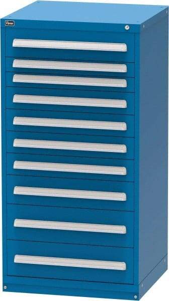 Vidmar - 10 Drawer, Modular Storage Cabinet - Steel, 30" Wide x 27-3/4" Deep x 59" High, Blue - Americas Industrial Supply