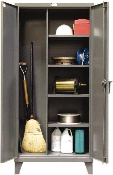 Strong Hold - 4 Shelf Locking Storage Cabinet - Steel, 72" Wide x 24" Deep x 78" High, Dark Gray - Americas Industrial Supply