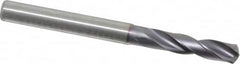 Kennametal - 5.4991mm 140° Spiral Flute Solid Carbide Screw Machine Drill Bit - Multilayer TiAlN Finish, Right Hand Cut, 28mm Flute Length, 66mm OAL, Standard Point, Straight Shank - Americas Industrial Supply