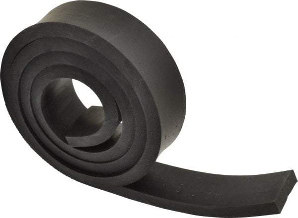 Made in USA - 1/2" Thick x 2" Wide x 60" Long, Buna-N Rubber Strip - Stock Length, 40 Shore A Durometer, 800 to 1,000 psi Tensile Strength, -20 to 170°F, Black - Americas Industrial Supply