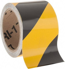 NMC - Black & Yellow Striped Vinyl Tape - 3" Wide x 30' Long x 0.002" Thick, General Traffic - Americas Industrial Supply