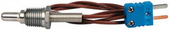 Thermo Electric - 0 to 700°F, T Pipe Plug, Thermocouple Probe - 5 Ft. Cable Length, Mini Connector, 1/2 Inch Probe Sheath Length, 6 Sec Response Time - Americas Industrial Supply