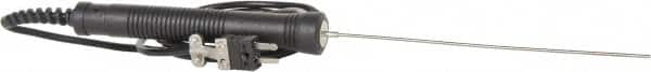 Thermo Electric - 0 to 1335°F, Coiled Cable, J Small Diameter, Thermocouple Probe - 5 Ft. Cable Length, Mini Connector, 4 Inch Probe Sheath Length, 2 Sec Response Time - Americas Industrial Supply