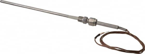 Thermo Electric - 0 to 2012°F, K Pipe Fitting, Thermocouple Probe - 6 Ft. Cable Length, Stripped Ends, 9 Sec Response Time - Americas Industrial Supply