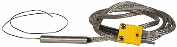 Thermo Electric - 0 to 2012°F, K Flexible, Thermocouple Probe - 3 Ft. Cable Length, Mini Connector, 12 Inch Probe Sheath Length, 4 Sec Response Time - Americas Industrial Supply