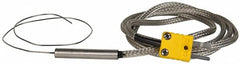 Thermo Electric - 0 to 2012°F, K Flexible, Thermocouple Probe - 3 Ft. Cable Length, Mini Connector, 12 Inch Probe Sheath Length, 4 Sec Response Time - Americas Industrial Supply