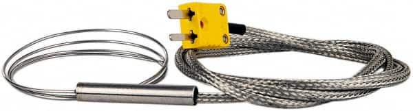 Thermo Electric - 0 to 2012°F, K Flexible, Thermocouple Probe - 3 Ft. Cable Length, Mini Connector, 25 Inch Probe Sheath Length, 4 Sec Response Time - Americas Industrial Supply