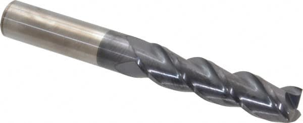 Accupro - 3/4", 3" LOC, 3/4" Shank Diam, 6" OAL, 3 Flute, Solid Carbide Square End Mill - Single End, AlTiN Finish, Spiral Flute, 40° Helix, Centercutting, Right Hand Cut, Right Hand Flute - Americas Industrial Supply