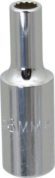 Proto - 3/8" Drive, Deep Hand Socket - 12 Points, 2-1/8" OAL, Chrome Vanadium, Chrome Finish - Americas Industrial Supply