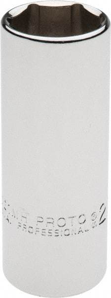 Proto - 3/8" Drive, Deep Hand Socket - 6 Points, 2-3/4" OAL, Chrome Finish - Americas Industrial Supply