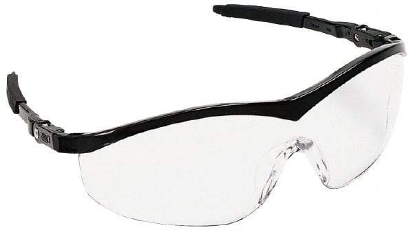 MCR Safety - Amber Lenses, Framed Safety Glasses - Scratch Resistant, Black Plastic Frame, Adjustable Temples, Size Universal, Wrap Around - Americas Industrial Supply