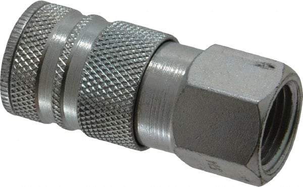 Coilhose Pneumatics - 1/2 Female NPT Industrial Pneumatic Hose Coupler - Plated Steel, 3/8" Body Diam - Americas Industrial Supply