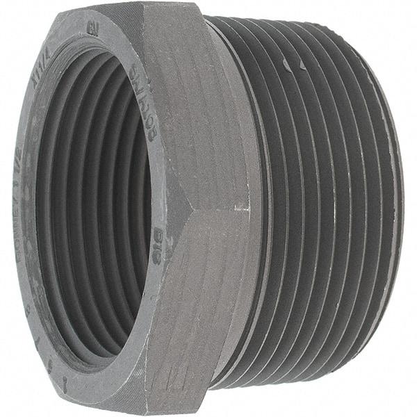 Made in USA - Size 1-1/2 x 1-1/4", Class 3,000, Forged Carbon Steel Black Pipe Hex Bushing - 3,000 psi, Threaded End Connection - Americas Industrial Supply