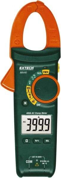 Extech - MA440, CAT III, Digital Auto Ranging Clamp Meter with 1.18" Clamp On Jaws - 600 VAC/VDC, 400 AC Amps, Measures Voltage, Capacitance, Current, Frequency, Resistance - Americas Industrial Supply