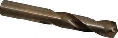 Hertel - 37/64" 135° Spiral Flute Cobalt Screw Machine Drill Bit - Bright Finish, Right Hand Cut, 2-5/8" Flute Length, 4-1/8" OAL, Split Point, Straight Shank - Americas Industrial Supply