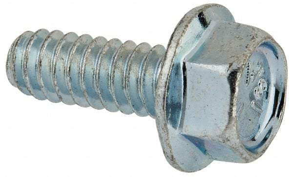 Value Collection - #10-24 UNC, 1/2" Length Under Head, Hex Drive Flange Bolt - 1/2" Thread Length, Grade 5 Steel, Serrated Flange, Zinc-Plated Finish - Americas Industrial Supply