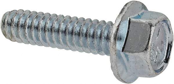 Value Collection - #10-24 UNC, 3/4" Length Under Head, Hex Drive Flange Bolt - 3/4" Thread Length, Grade 5 Steel, Serrated Flange, Zinc-Plated Finish - Americas Industrial Supply