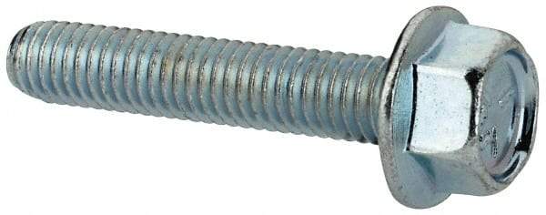 Value Collection - #10-32 UNF, 1" Length Under Head, Hex Drive Flange Bolt - 1" Thread Length, Grade 5 Steel, Serrated Flange, Zinc-Plated Finish - Americas Industrial Supply