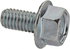 Value Collection - #10-32 UNF, 3/8" Length Under Head, Hex Drive Flange Bolt - 3/8" Thread Length, Grade 5 Steel, Serrated Flange, Zinc-Plated Finish - Americas Industrial Supply