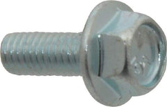 Value Collection - #10-32 UNF, 1/2" Length Under Head, Hex Drive Flange Bolt - 1/2" Thread Length, Grade 5 Steel, Serrated Flange, Zinc-Plated Finish - Americas Industrial Supply
