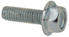 Value Collection - #10-32 UNF, 5/8" Length Under Head, Hex Drive Flange Bolt - 5/8" Thread Length, Grade 5 Steel, Serrated Flange, Zinc-Plated Finish - Americas Industrial Supply