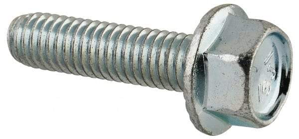 Value Collection - #10-32 UNF, 3/4" Length Under Head, Hex Drive Flange Bolt - 3/4" Thread Length, Grade 5 Steel, Serrated Flange, Zinc-Plated Finish - Americas Industrial Supply