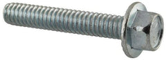 Value Collection - 1/4-20 UNC, 1-1/2" Length Under Head, Hex Drive Flange Bolt - 1-1/2" Thread Length, Grade 5 Steel, Serrated Flange, Zinc-Plated Finish - Americas Industrial Supply