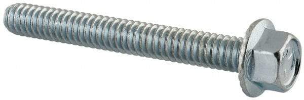 Value Collection - 1/4-20 UNC, 2" Length Under Head, Hex Drive Flange Bolt - 2" Thread Length, Grade 5 Steel, Serrated Flange, Zinc-Plated Finish - Americas Industrial Supply