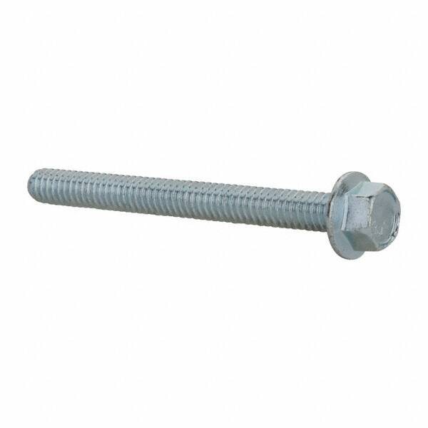 Value Collection - 1/4-20 UNC, 2-1/2" Length Under Head, Hex Drive Flange Bolt - 2-1/2" Thread Length, Grade 5 Steel, Serrated Flange, Zinc-Plated Finish - Americas Industrial Supply