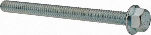 Value Collection - 1/4-20 UNC, 3" Length Under Head, Hex Drive Flange Bolt - 3" Thread Length, Grade 5 Steel, Serrated Flange, Zinc-Plated Finish - Americas Industrial Supply