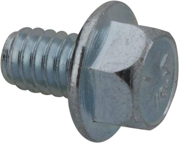 Value Collection - 1/4-20 UNC, 3/8" Length Under Head, Hex Drive Flange Bolt - 3/8" Thread Length, Grade 5 Steel, Serrated Flange, Zinc-Plated Finish - Americas Industrial Supply