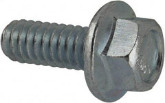 Value Collection - 1/4-20 UNC, 5/8" Length Under Head, Hex Drive Flange Bolt - 5/8" Thread Length, Grade 5 Steel, Serrated Flange, Zinc-Plated Finish - Americas Industrial Supply