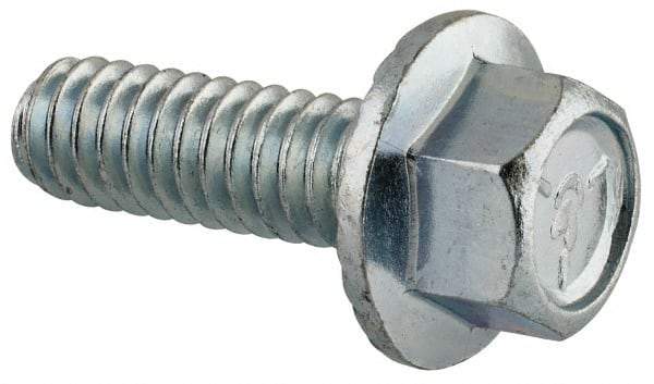 Value Collection - 1/4-20 UNC, 3/4" Length Under Head, Hex Drive Flange Bolt - 3/4" Thread Length, Grade 5 Steel, Serrated Flange, Zinc-Plated Finish - Americas Industrial Supply