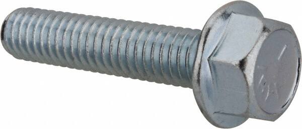 Value Collection - 5/16-18 UNC, 1-1/2" Length Under Head, Hex Drive Flange Bolt - 1-1/2" Thread Length, Grade 5 Steel, Serrated Flange, Zinc-Plated Finish - Americas Industrial Supply