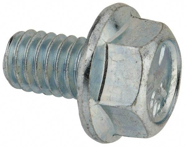 Value Collection - 5/16-18 UNC, 1/2" Length Under Head, Hex Drive Flange Bolt - 1/2" Thread Length, Grade 5 Steel, Serrated Flange, Zinc-Plated Finish - Americas Industrial Supply