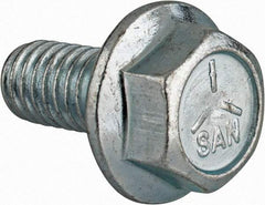 Value Collection - 5/16-18 UNC, 5/8" Length Under Head, Hex Drive Flange Bolt - 5/8" Thread Length, Grade 5 Steel, Serrated Flange, Zinc-Plated Finish - Americas Industrial Supply