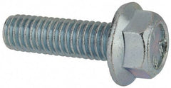 Value Collection - 3/8-16 UNC, 1-1/4" Length Under Head, Hex Drive Flange Bolt - 1-1/4" Thread Length, Grade 5 Steel, Serrated Flange, Zinc-Plated Finish - Americas Industrial Supply