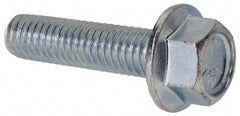 Value Collection - 3/8-16 UNC, 1-1/2" Length Under Head, Hex Drive Flange Bolt - 1-1/2" Thread Length, Grade 5 Steel, Serrated Flange, Zinc-Plated Finish - Americas Industrial Supply