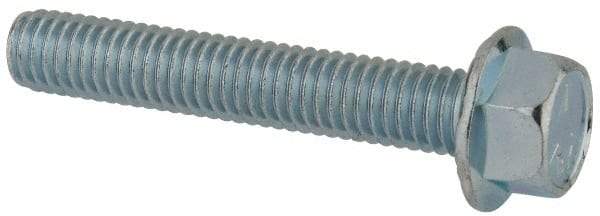 Value Collection - 3/8-16 UNC, 2-1/4" Length Under Head, Hex Drive Flange Bolt - 2-1/4" Thread Length, Grade 5 Steel, Serrated Flange, Zinc-Plated Finish - Americas Industrial Supply